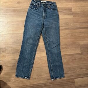 Abercrombie & Fitch Dark Blue Curve Love Straight Leg Jeans
